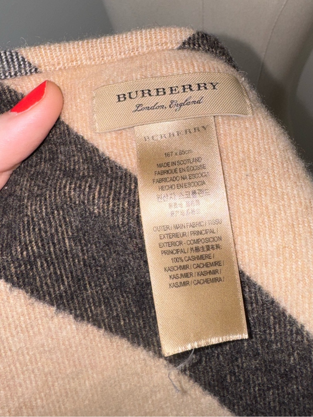 Burberry Check Cashmere Bandana Scarf triangle made in Scotland 100% Authentic - Picture 6 of 8